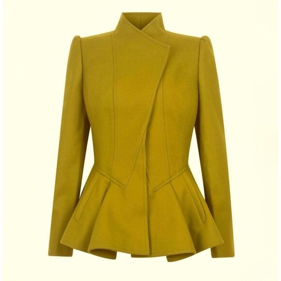 Ted Baker Jackets & Blazers - Ted Baker Women’s Wrenn Chartreuse Green Wool Cashmere Blend Peplum Blazer Jacke